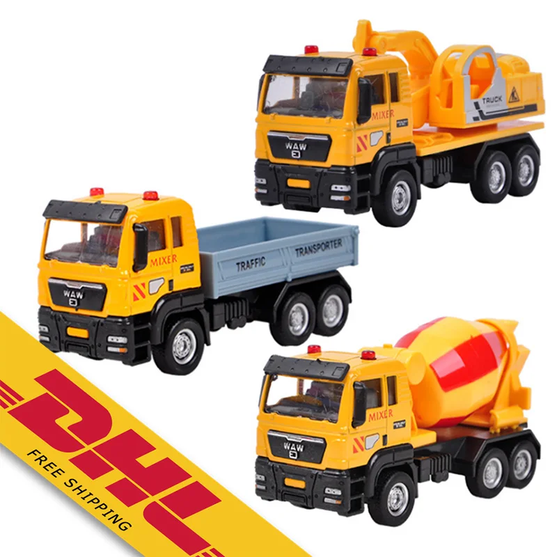 

Diecast Toy Vehicles Engineering Construction Truck 1:55 Pull Back Dump Truck Excavator Concrete Mixer Cars Toy Gift for Kids