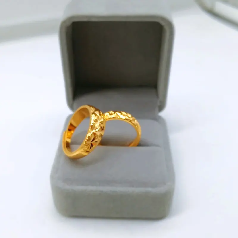 

Vietnam Alluvial Gold Rings Star Ring Plain  Couple Fine Jewelry