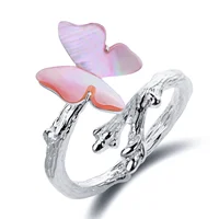 

Fashion Butterfly on Branch Silver butterfly ring