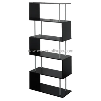 Metal Support Decoration Bookshelf Black Brown Modern Bookcase For