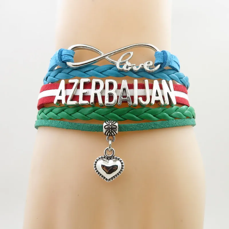 

infinity love azerbaijan Bracelet heart Charm azerbaijan national flag bracelets