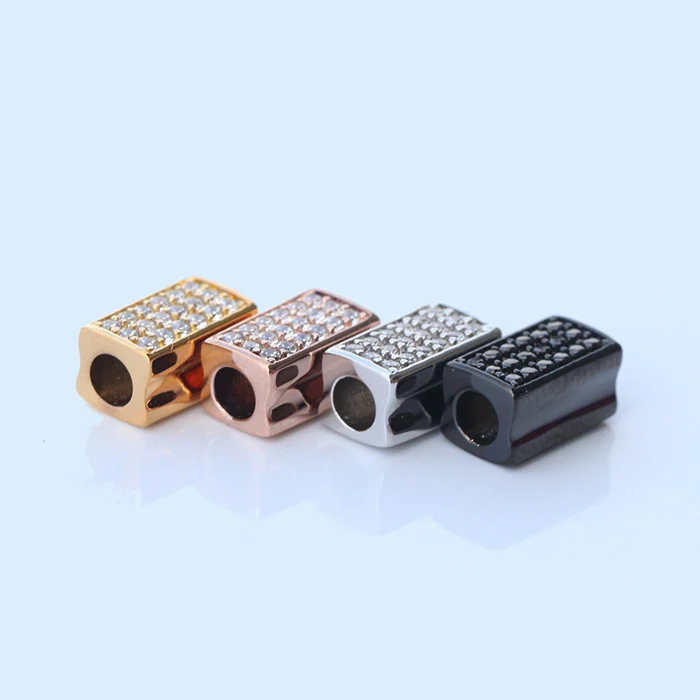 

Wholesale cz micro paved 925 silver metal custom spacer beads, 18k gold;rose gold;black;white gold