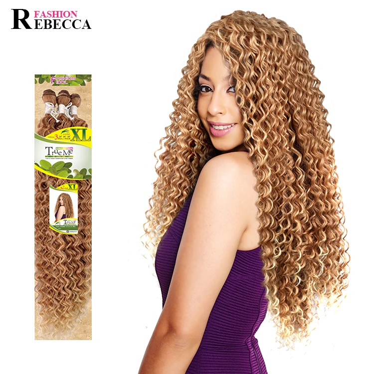 

Factory wholesale synthetic hair deep wave hair extension henan rebecca synthetic hair bundles 22 24 26 inch