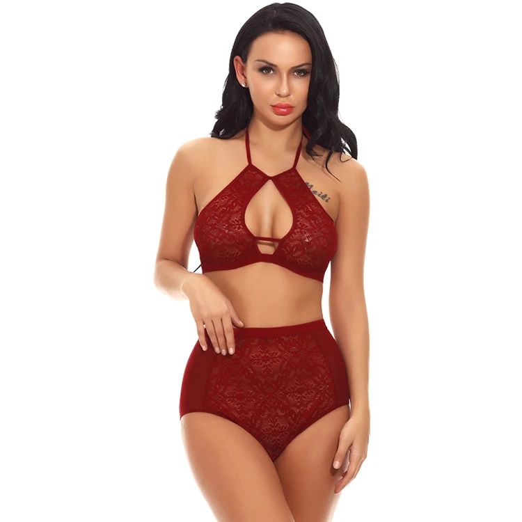 Hot Red Lace Hanging Neck Sexy Lingerie Women Sexy Underwear