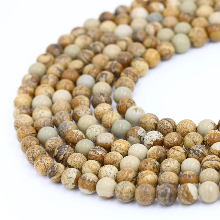 

Small MOQ Handmade Jewelry  picture jasper loose beads natural gemstone picture jasper bead for jewelry making, Mixed color