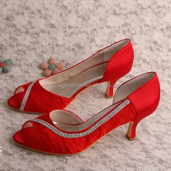 red medium heel shoes