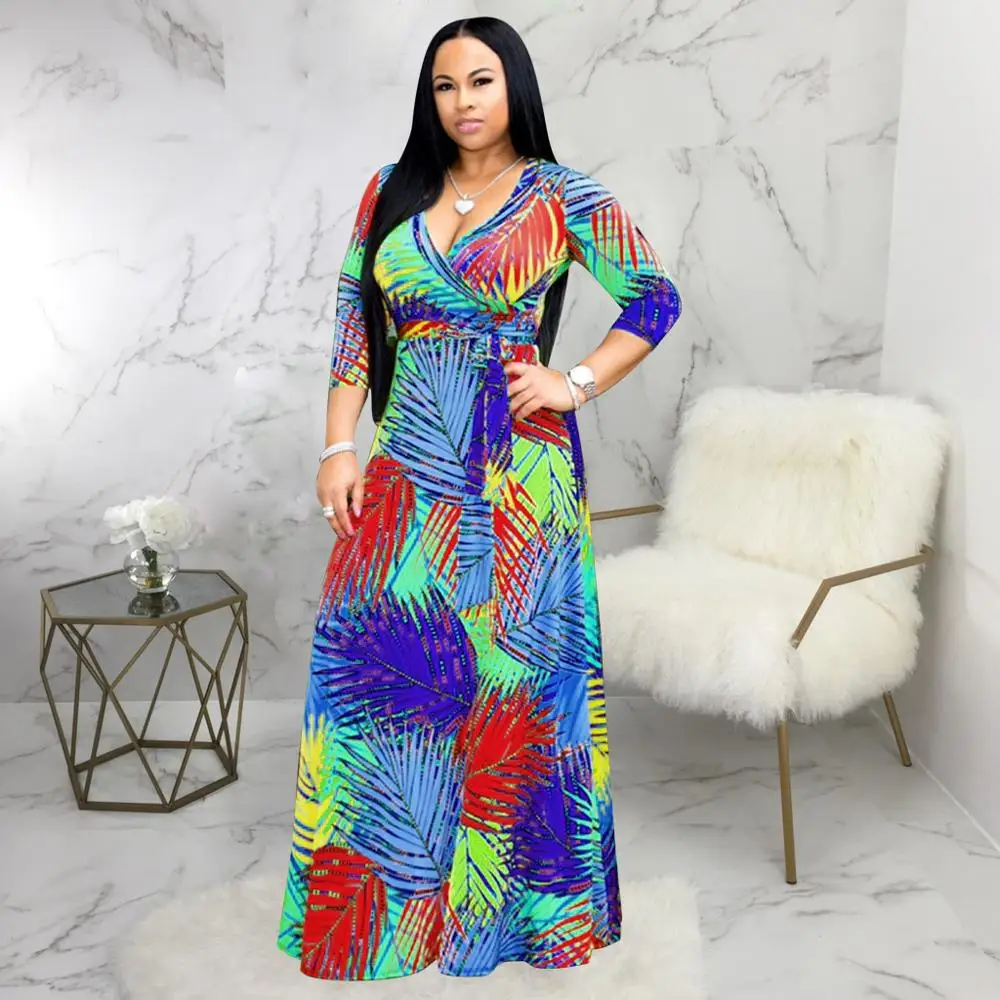

2018 party dresses women evening long sleeve maxi dress