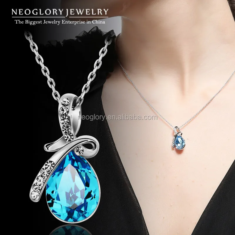 

Neoglory Refined Perfume Crystal Pendant Sapphire Crystal from Swarovski Necklace