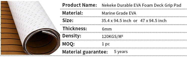 New Fashion Brown Boat Decking Sheet 94.5 X 35.4 Inch 6MM Thick Non-Skid EVA Foam Teak Decking Self-Adhesive Yacht Deck Pad mat