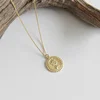 2019 Hot Sale Wholesale 925 Sterling Silver Link Chain Necklace Gold Plated Coin Pendant Statement Necklace Women