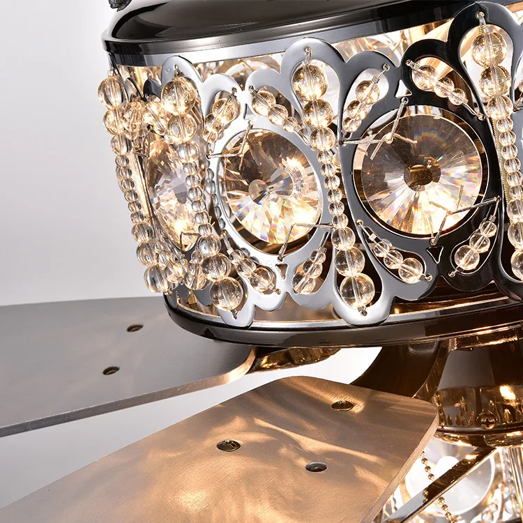 
Concise durable luxury dining crystal ceiling fan lamp 