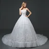MGOO High Quality Empire Hand Work Tail Wedding Dress Korea Style Bridal Strapless Dress Italian Wedding Dress Sleeveless