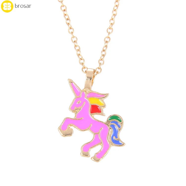 

Jewellery for Kids Color Glaze The Sparkled Animal Pendant Unicorn Birthday Necklace, Colorful
