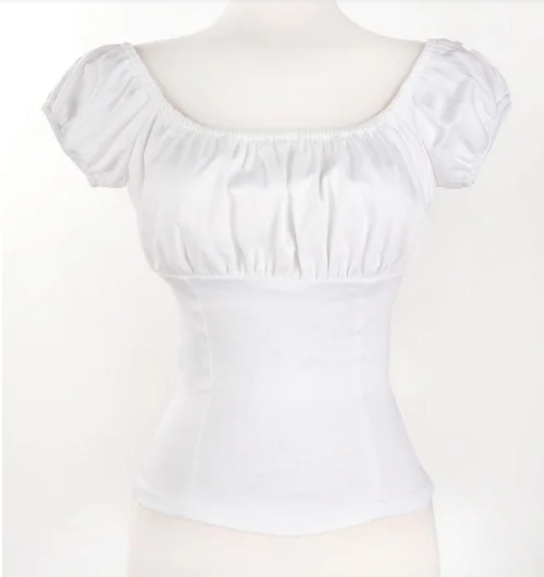 

Bulk wholesale Summer Sexy Low Back Retro Peasant Plus Size Woman Blouse