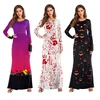 Halloween Dresses Blood Pumpkin Maxi Womens 3D Printed Horror Blood Splash Handprint Party Gown