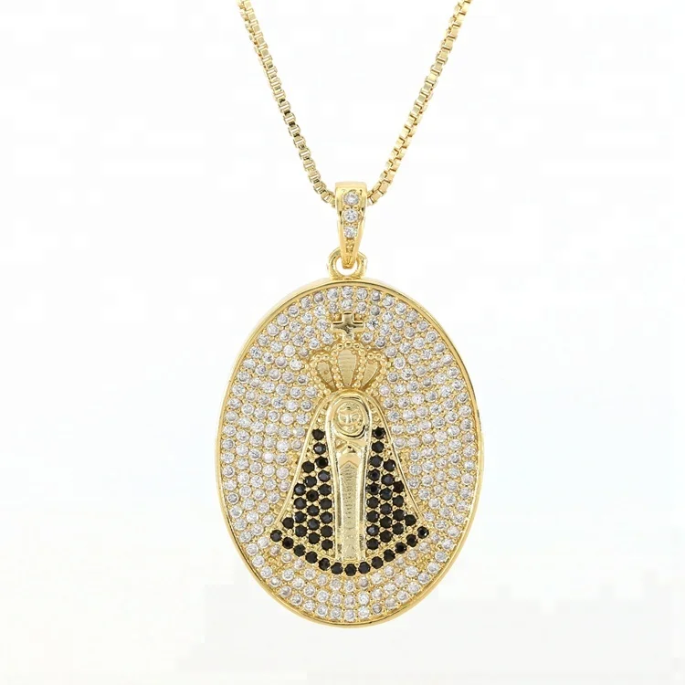 

Fashion Gold Plated Charm Virgin Mary Pendant Necklace, Gold;silver;rose gold;black