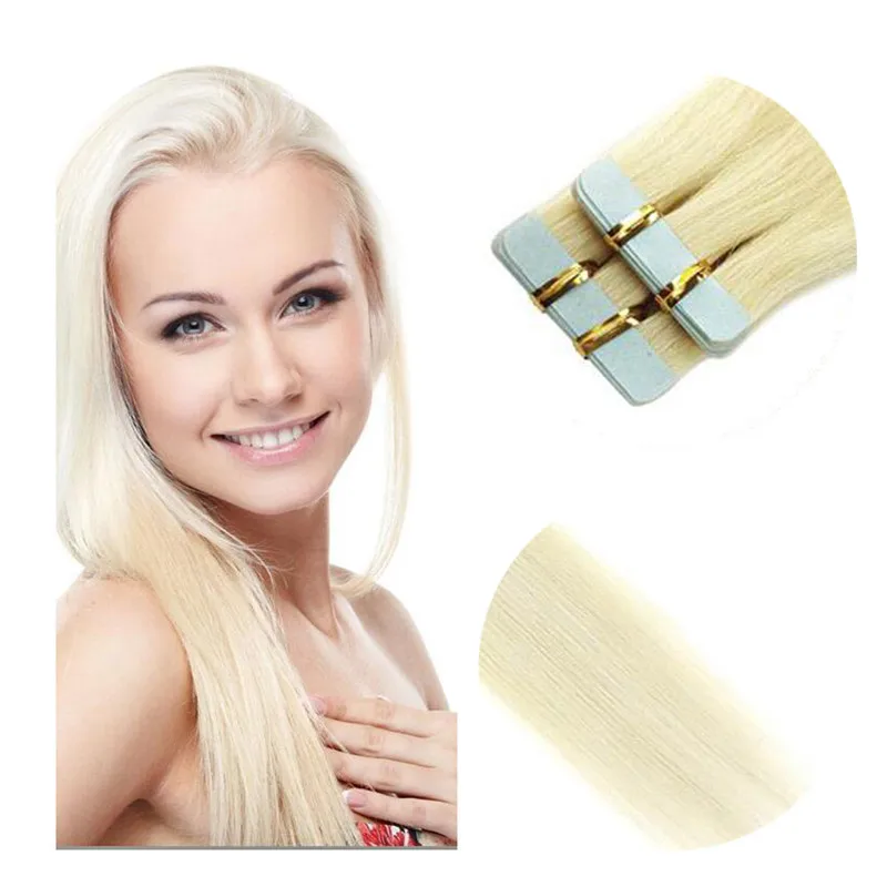 

Double sided virgin remy tape extensions European hair 16 to 24" full and thick #60 cheap skin weft tape in hair extensions