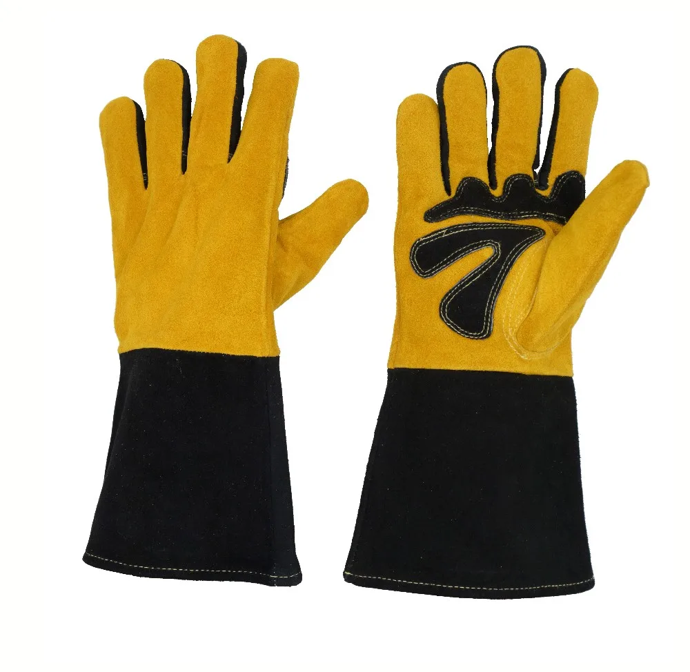 Pri Yellow Full Cotton Lining Leather Tig Welding Argon Welding Gloves