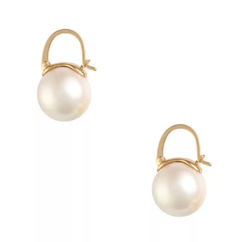 

Women Fashion Jewelry Big Round Shaped Ear Clip Fancy Bridal Pearl Stud Earrings, Picture shows