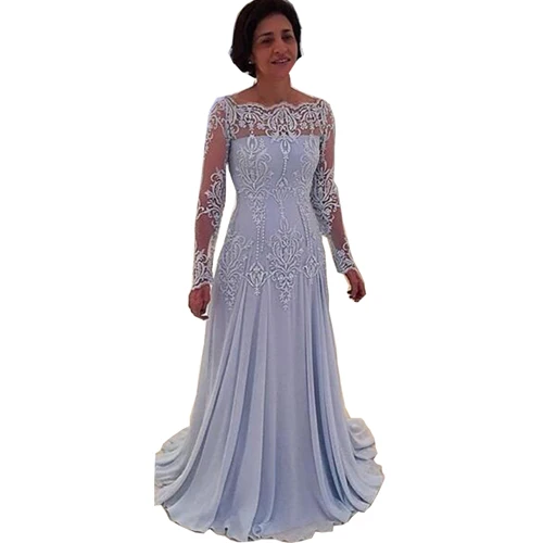 Long Sleeve Beaded Embroidery Plus Size Wedding Guest Mother Of