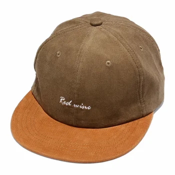 unstructured corduroy beige wholesale panel custom hat snapback cap larger