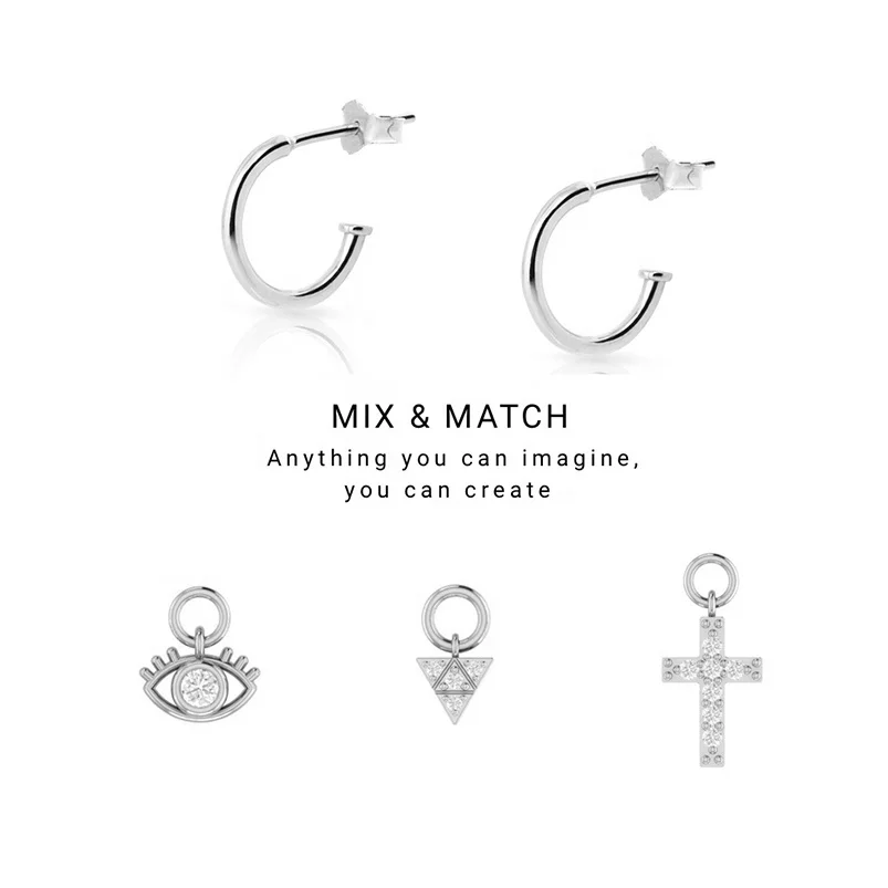 
2020 Minimalist jewelry dainty charm huggies 925 silver 18k gold dangle hoop earrings 