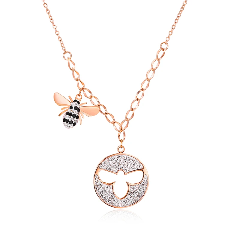 

AP22279 wholesale fashion women rose gold pendant necklace little bee jewelry