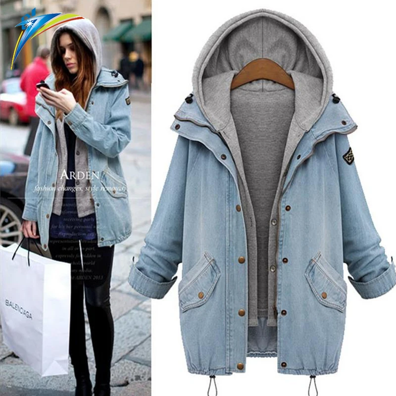 plus size denim jacket with hood