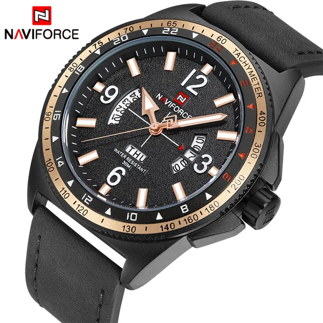

NAVIFORCE 9103 TOP Luxury Brand Men Fashion Sports Watches Men's Quartz Date Clock Man Leather Military Wrist Watch Relogio Masc, 5 color choose