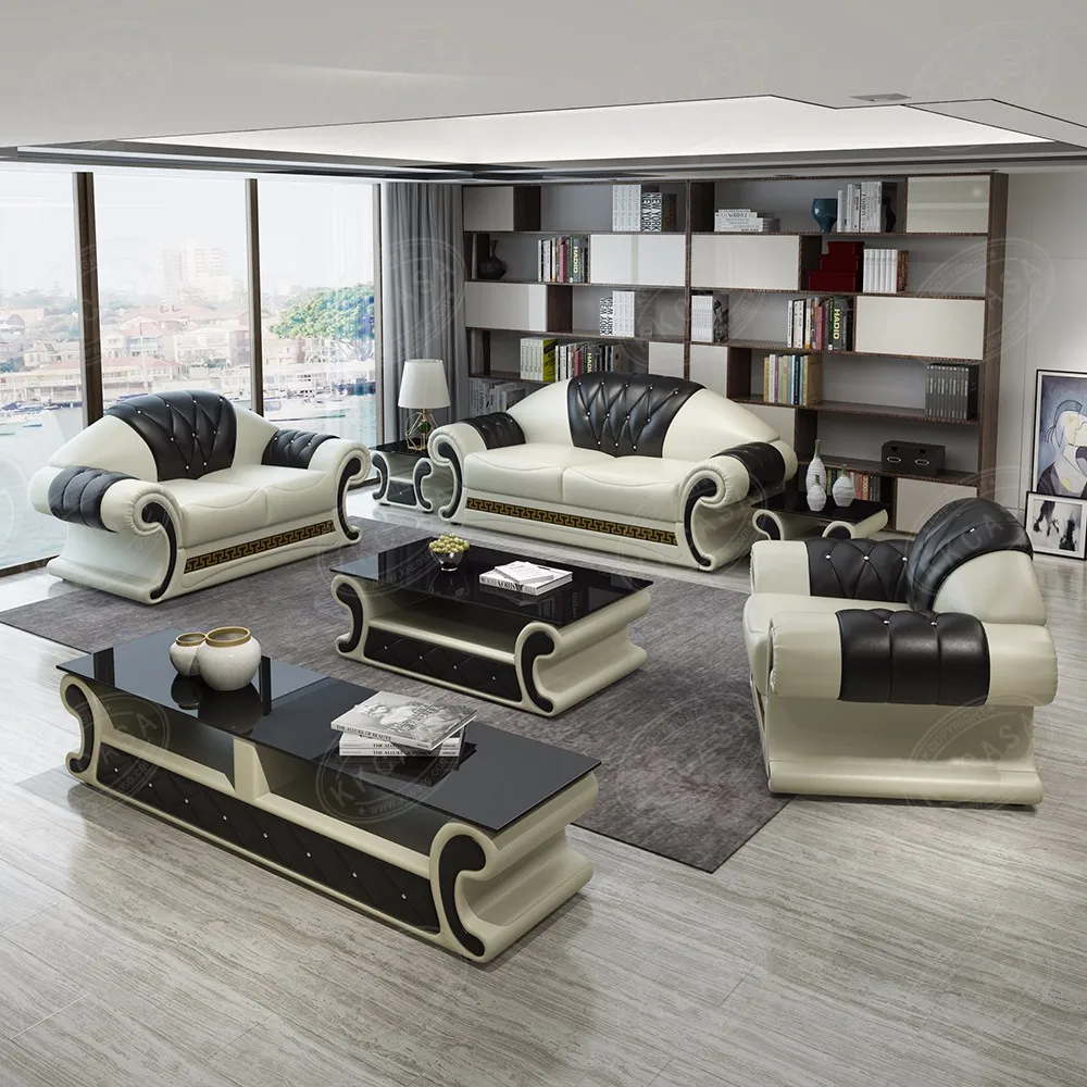 Factory Cost Leather Sofa For Living Room Black And Red Leather Sofas