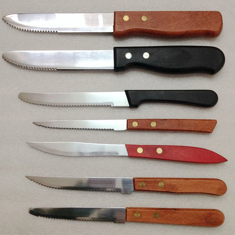 Serrated Blade Steak Knives with Plastic Handles for Restaurants