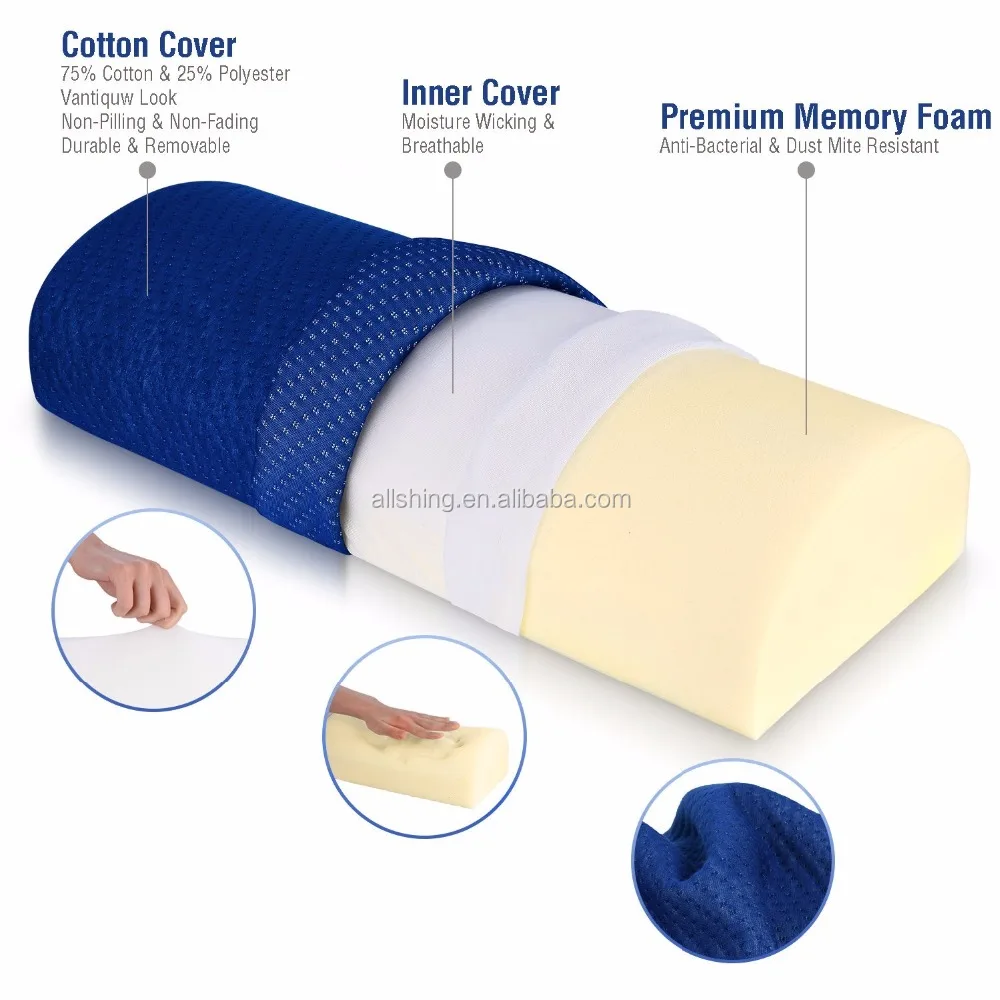 Wholesale Memory Foam Semi Roll Pillow Half Moon Bolster Knee