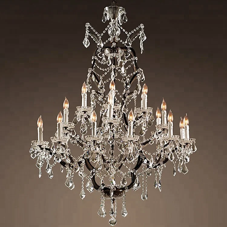 

Rustic Rococo Vintage Rustic Crystal Chandeliers Lighting Candle Chandelier Light Hanging Light for Dinner Room CZ2519/25, Matt black & rustic