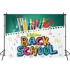 Welcome Back to School Photo Background Blackboard Notebook Pencil Photography Backdrop