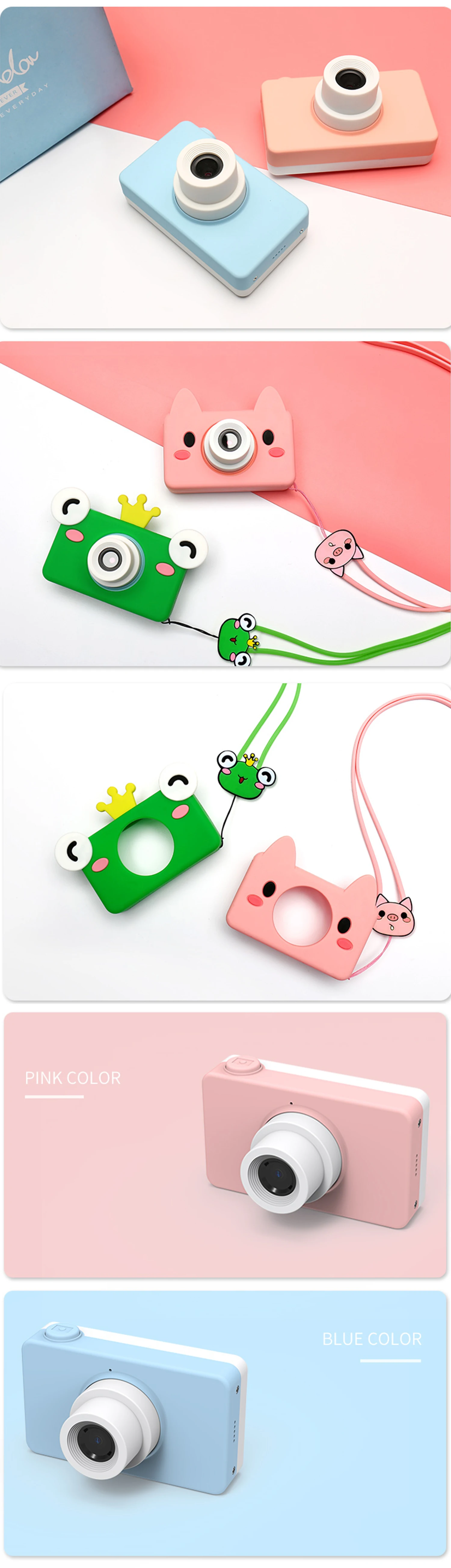 Mini kids cartoon digital camera 1080P Full-HD christmas birthday gift for children with optional silicon protective case
