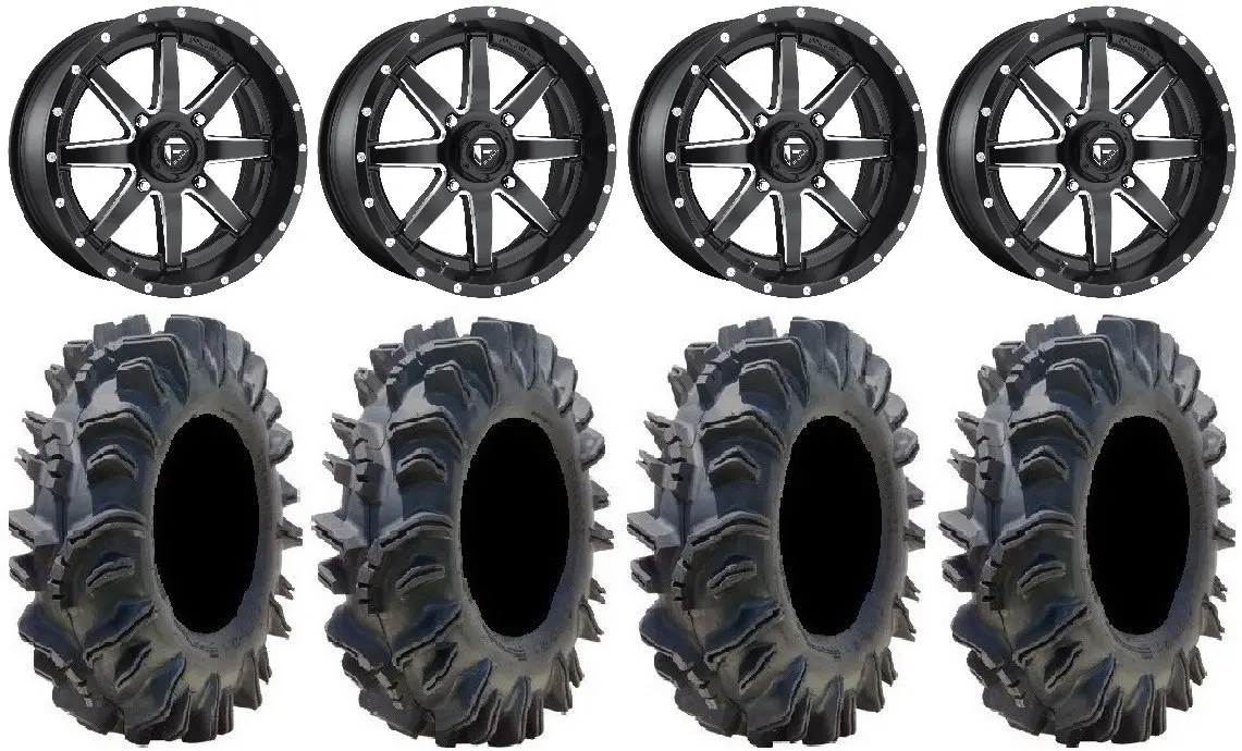 Bundle 4x156 Bolt Pattern 3//8x24 Lug Kit Fuel Anza Beadlock Gm 15 Wheels 32 Coyote Tires 9 Items