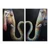2 Pieces Elephant Love Canvas Painting Framed Wildlife Animal Oil Painting for Home decor
