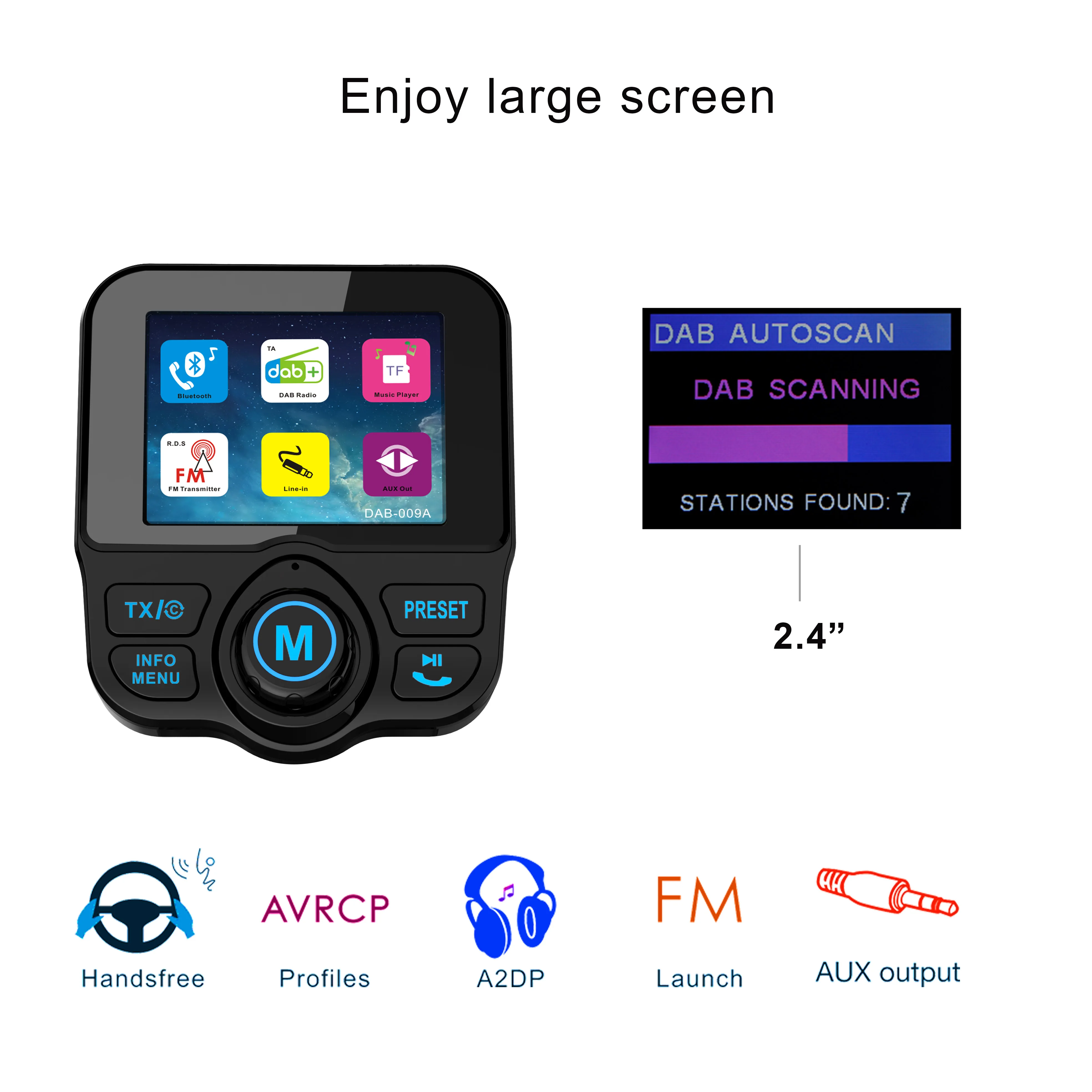 auto-scan the dab radio bt4.2 2.4tft