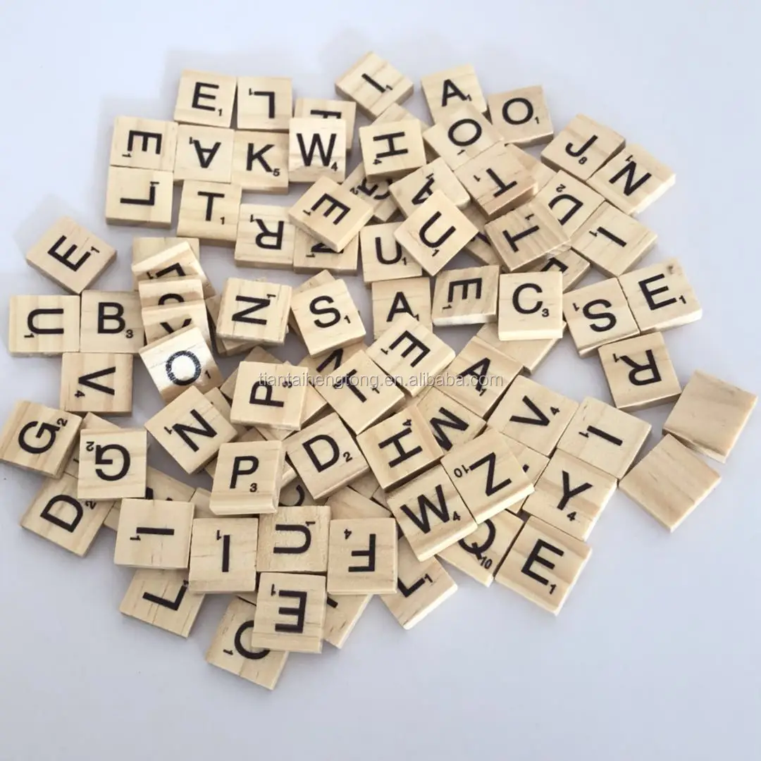 100pcs/set Wood Scrabble Tile From Letter A To Z Wooden Alphabet ...