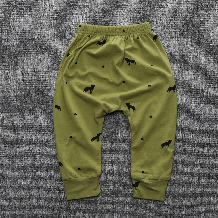 

new arrival baby boy harem pants Infant organic cotton trousers dinosaur animal print casual pants, Picture