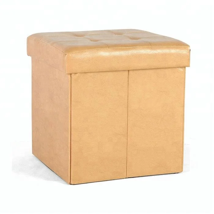 Banco De Taburete De Reposapiés Plegable De Cuero Sintético De Pvc