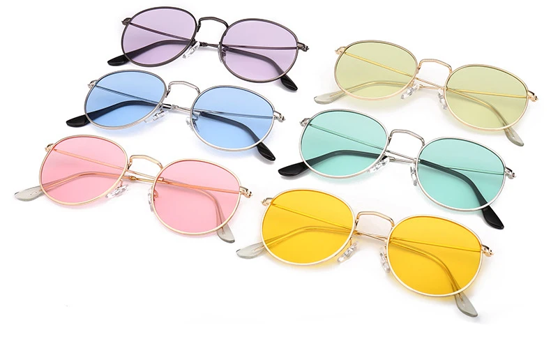 2021时尚新设计师太阳镜女士时尚方形金属彩色太阳镜意大利设计低最小