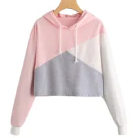 

YSMARKET Harjuku Cute High School Girl Clothes Spring Autumn Sweatshirt Hooded Tops Block Color Drawstring Long Sleeve Pullovers