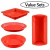 4Pcs Bakeware Set - Baking Molds - Nonstick Silicone Bakeware with Round, Square,and Rectangular Pans for Pies,Cakes,Loaf,More
