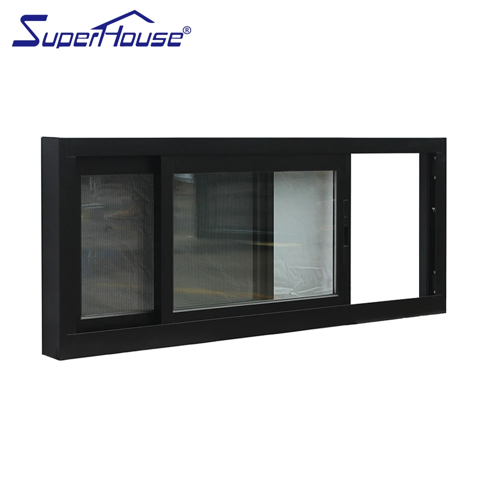 USA Standard double glass aluminum horizontal sliding windows with mesh