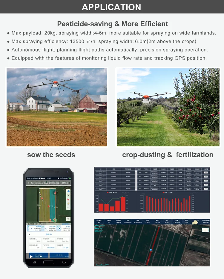 GPS long flight time carbon fiber fertilizer spraying drone uav