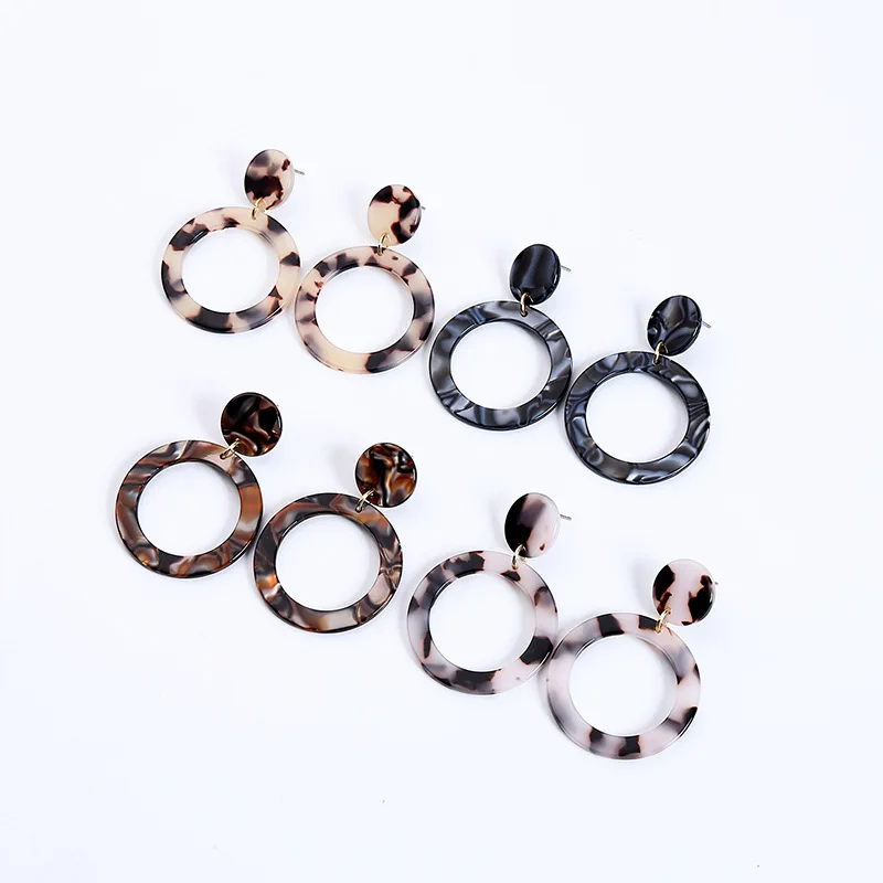 

Online Selling Popular Fashion Latest Acrylic Lucite Jewelry Resin Leopard Print Dangling Earring, N/a