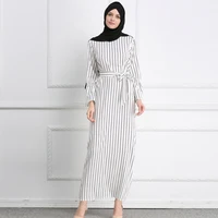 

Women Kaftan Cotton Striped Turkish Islamic Arab Women Costume Casual Wear kleid Dubai Open Abaya Muslim Party dresses