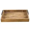 Rusticity Wooden Serving Tray for Dining/Breakfast/Coffee Table - Metal Handle - Large | Handmade | (17x11 in)