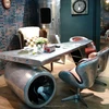 Airplane Wing Desk Table Aluminium Rivets Cover Aviation Spitfire Vintage Industrial Official Hotel Bar